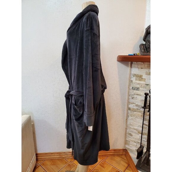 ARABELLA SUPER SOFT VELOURS BLACK BATHROBE Size 2X # 175 - Picture 4 of 10